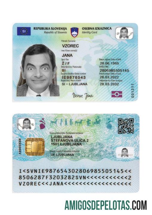 Cartão de identificação da Eslovênia 2022 modelo atual